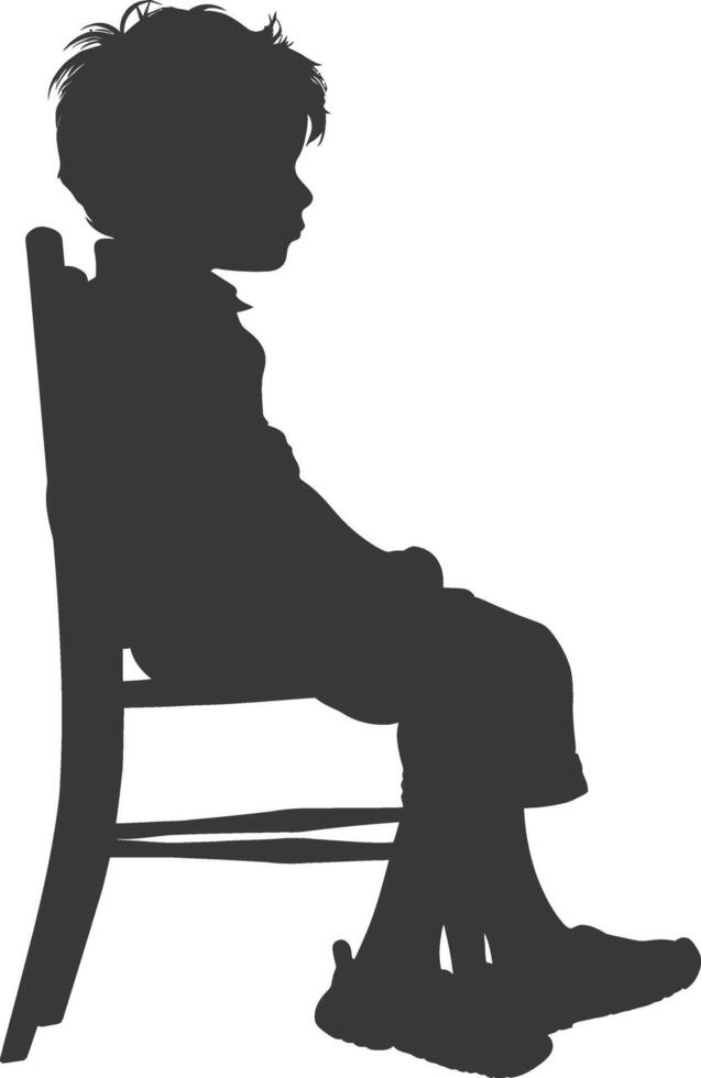 Silhouette little boy sitting in the chair black color only vector