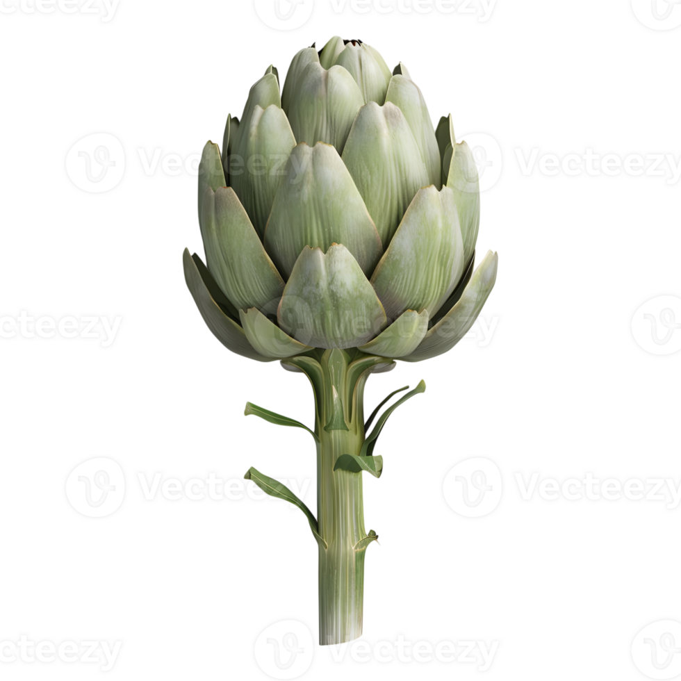 3D Rendering of a Fresh Artichoke on Transparent Background png