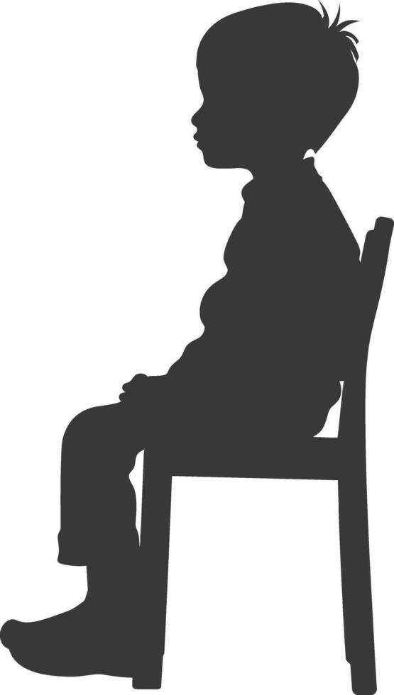 Silhouette little boy sitting in the chair black color only vector