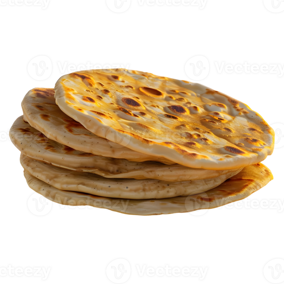 3D Rendering of a Rounded Indian Bread on Transparent Background png