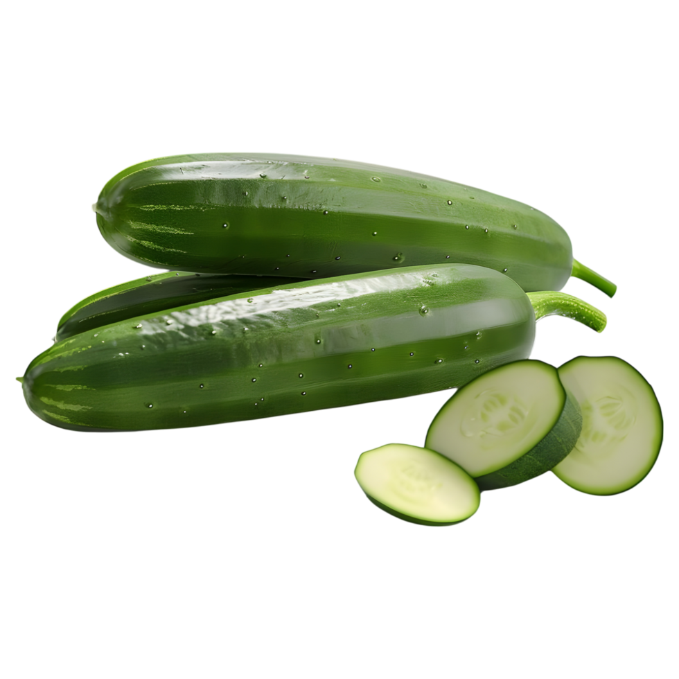 3D Rendering of a Green Cucumber on Transparent Background png