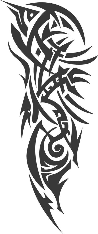 Silhouette abstract tribal art black color only vector