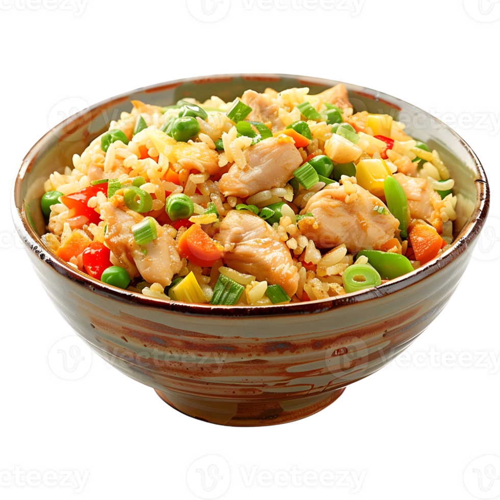 3D Rendering of a Indian Biryani in a Bowl on Transparent Background png