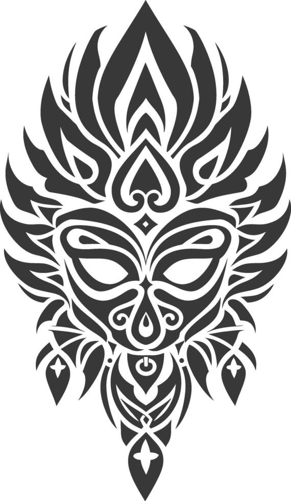Silhouette abstract tribal art black color only vector