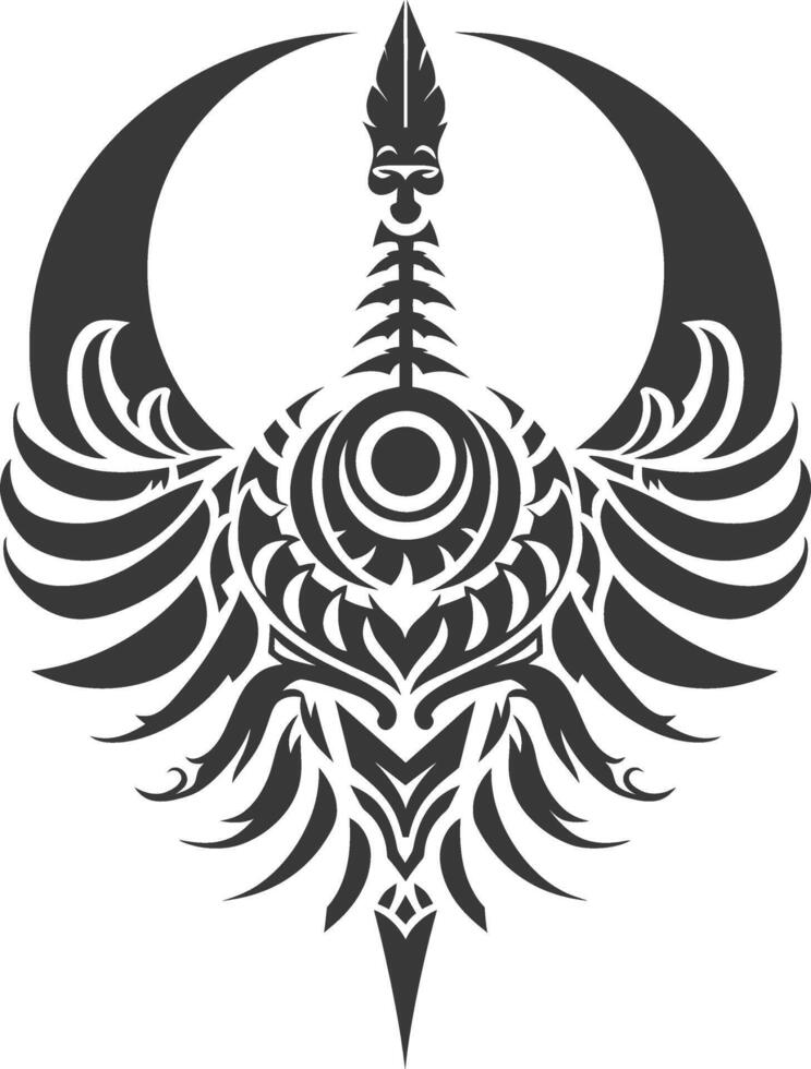 Silhouette abstract tribal art black color only vector