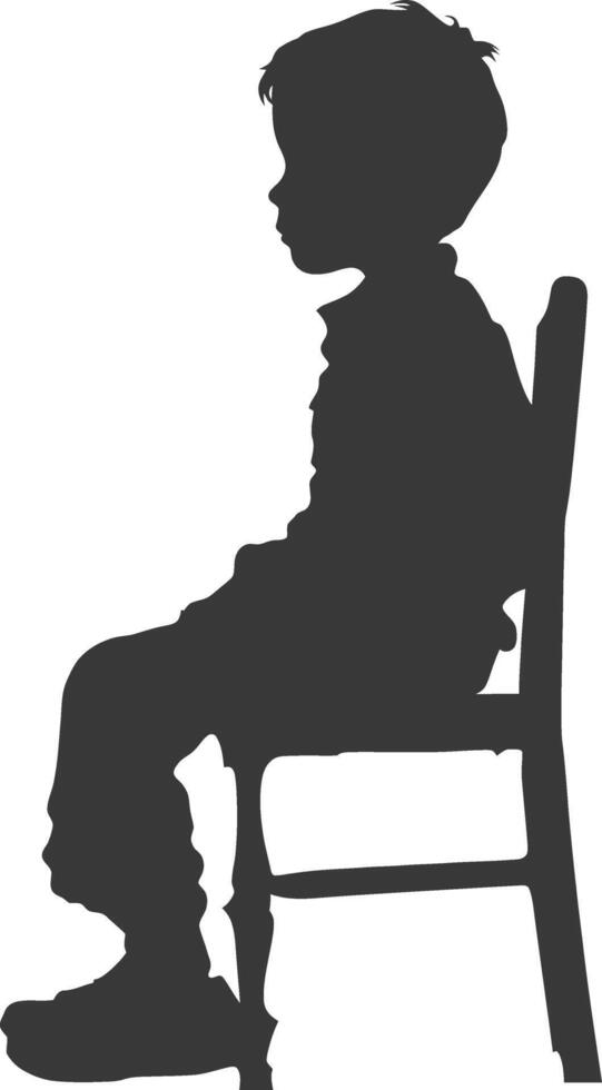 Silhouette little boy sitting in the chair black color only vector