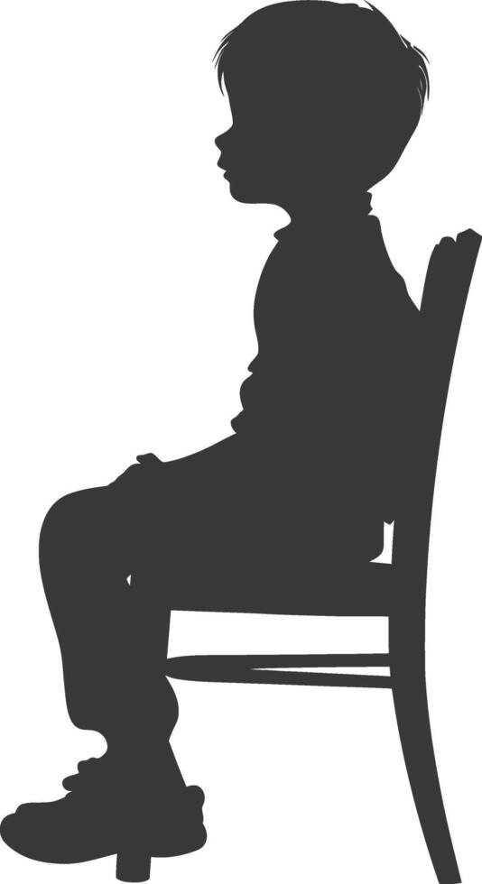 Silhouette little boy sitting in the chair black color only vector