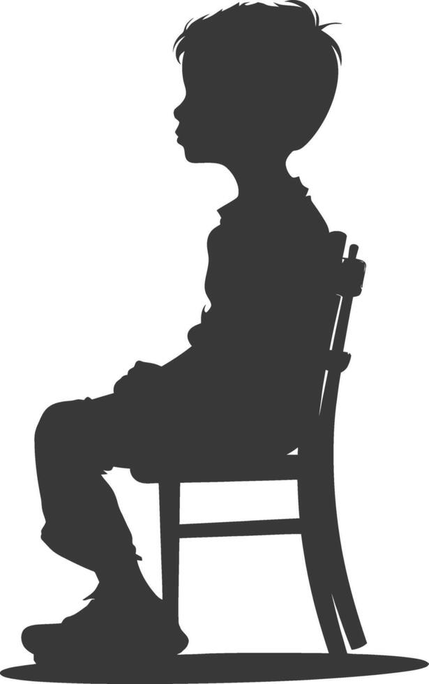 Silhouette little boy sitting in the chair black color only vector