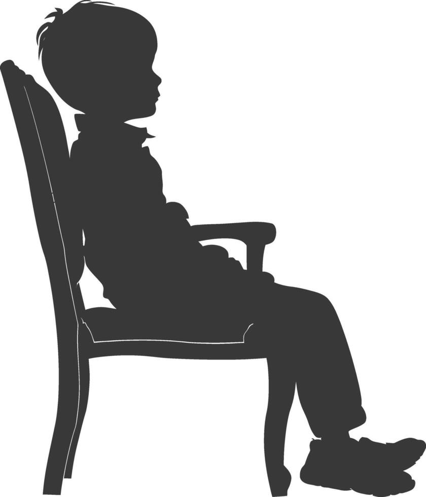 Silhouette little boy sitting in the chair black color only vector