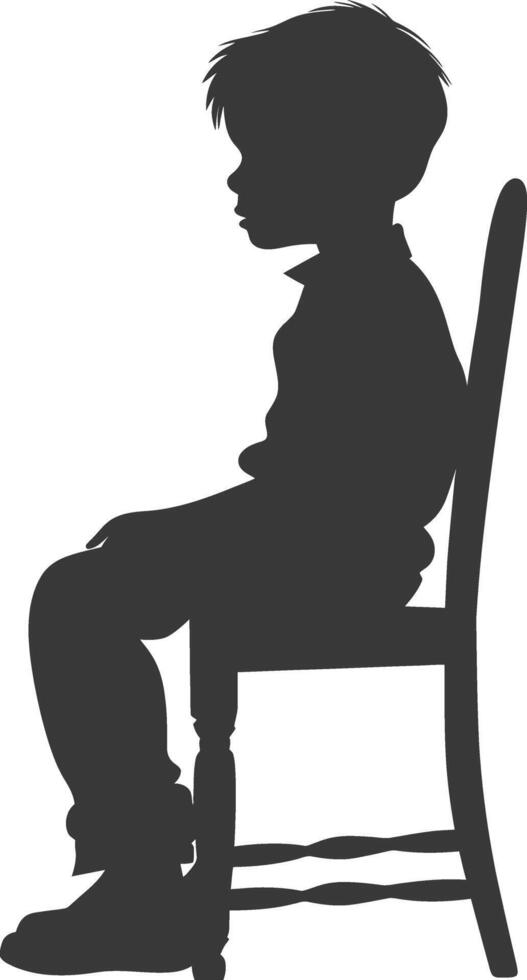 Silhouette little boy sitting in the chair black color only vector