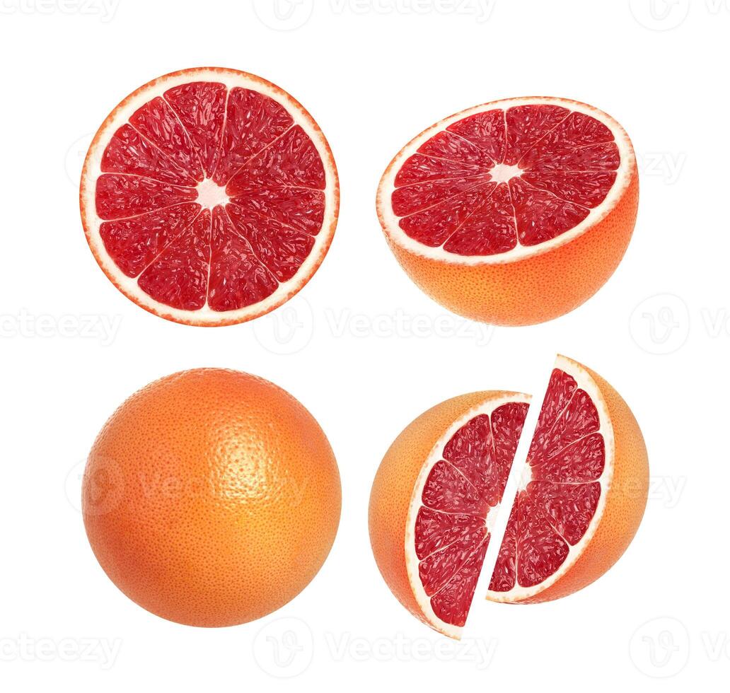 Grapefruit and slices isolated on white background photo