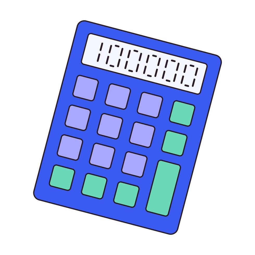 Isolated analog Calculator. Accountant, clerk element. Calculate finances, costs. Device Counter. Adding machine, mathematics. Total amount, numbers. Bright colors - blue and mint. illustration vector