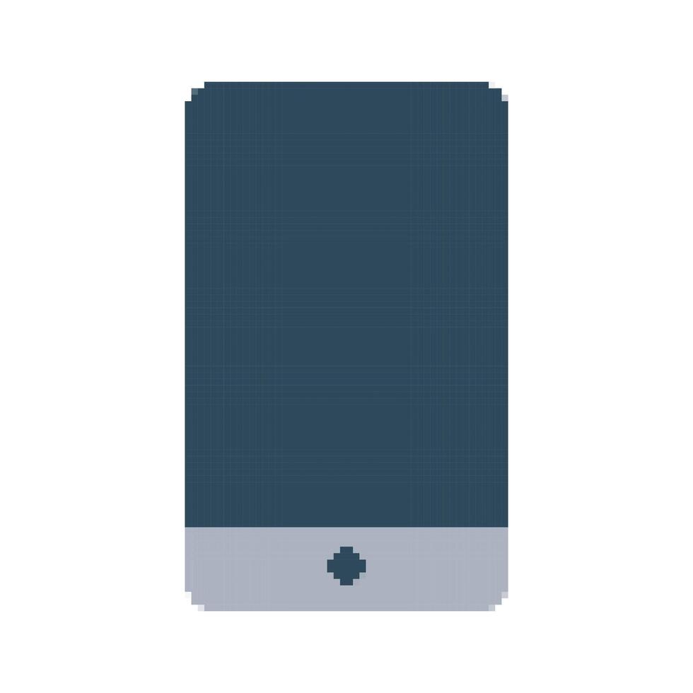 Pixel mobile phone game. 8-bit smartphone on a white background. Cell phone. 90s style. Technology, device, touch screen. Retro style. Color image. Isolated object. illustration vector