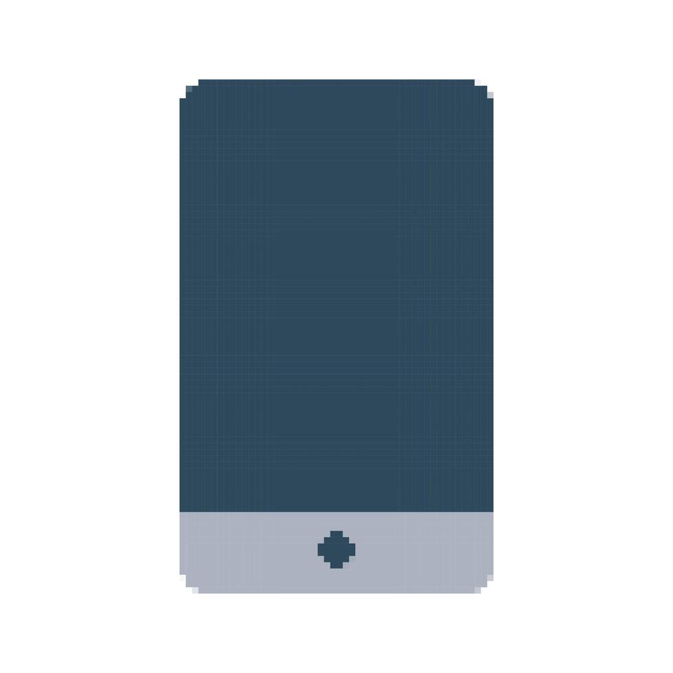 Pixel mobile phone game. 8-bit smartphone on a white background. Cell phone. 90s style. Technology, device, touch screen. Retro style. Color image. Isolated object. illustration vector