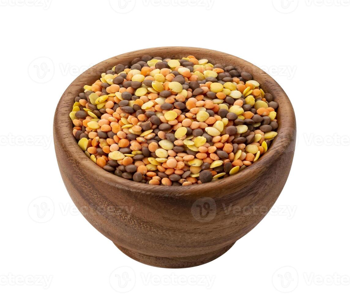 Lentils mix isolated on white background with clipping path photo