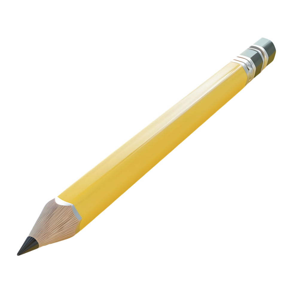 3D Rendering of a Writing Pencil on Transparent Background png