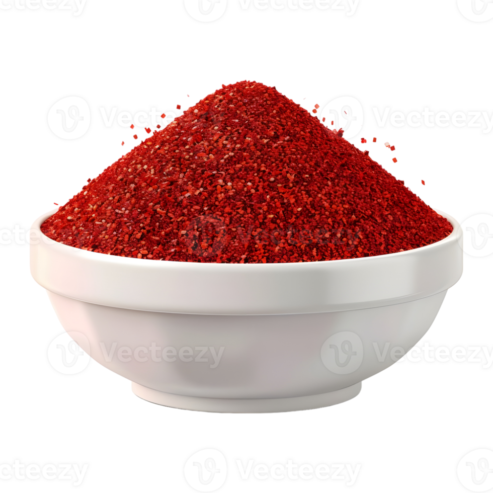 3D Rendering of a Red Spice Grinded in a Bowl on Transparent Background png