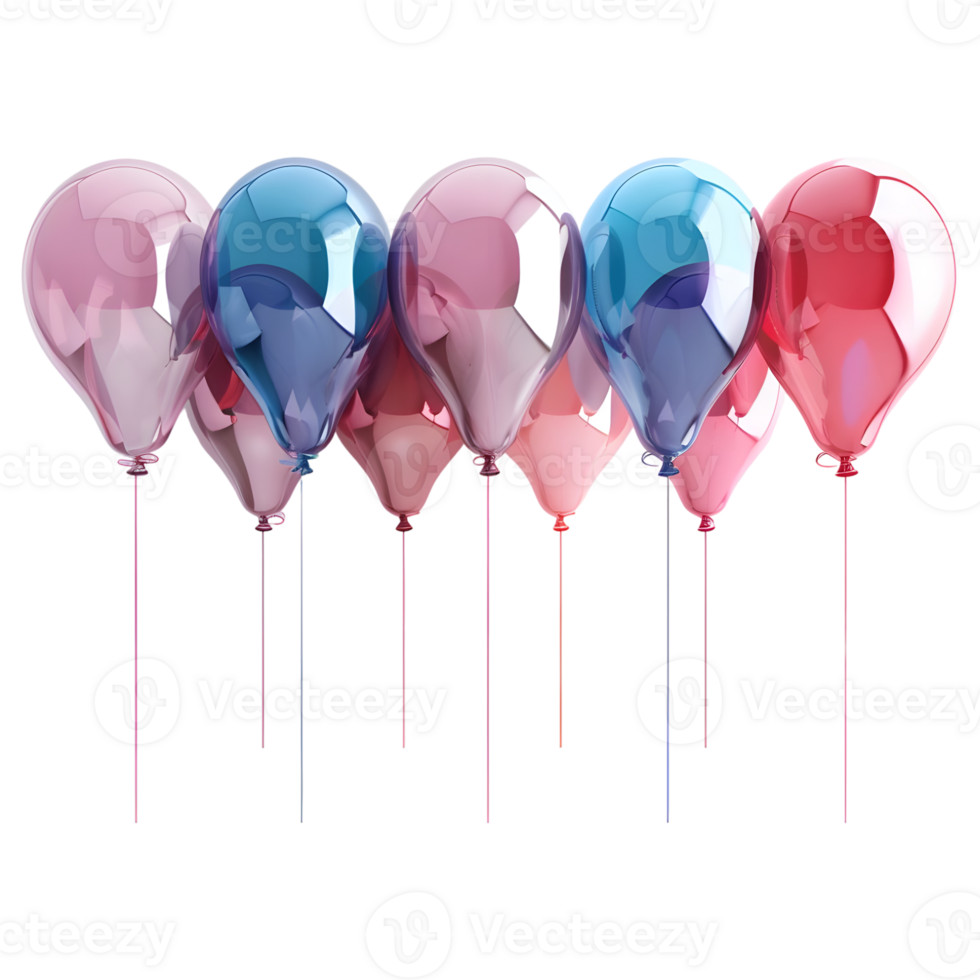 3D Rendering of a Colorful Balloons on Transparent Background png