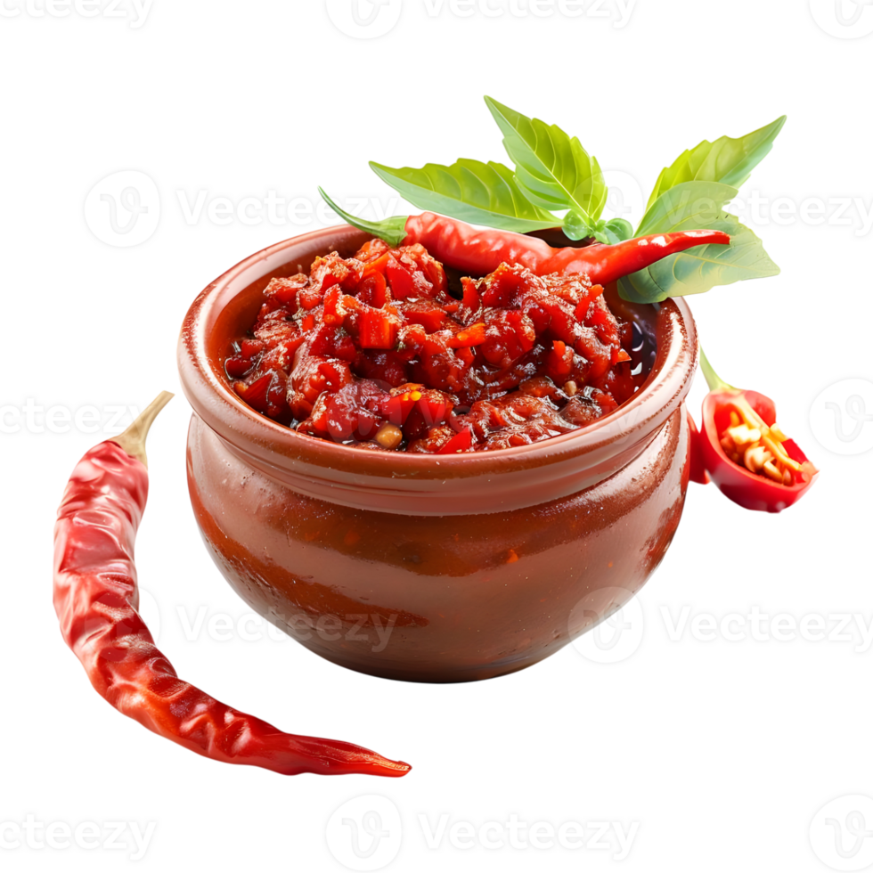 3D Rendering of a Red Spice Grinded in a Bowl on Transparent Background png
