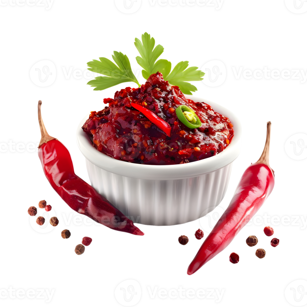 3D Rendering of a Red Spice Grinded in a Bowl on Transparent Background png