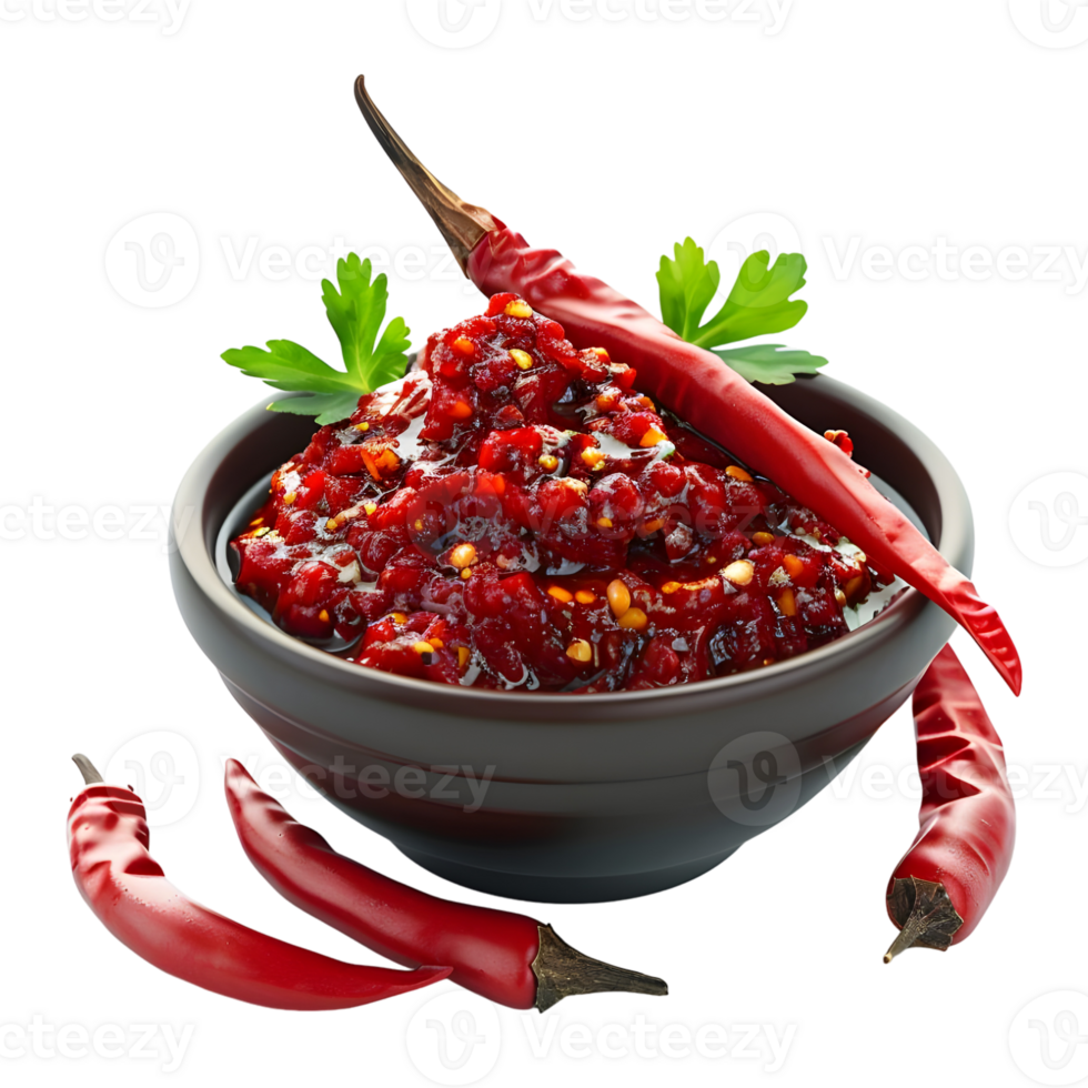 3D Rendering of a Red Spice Grinded in a Bowl on Transparent Background png