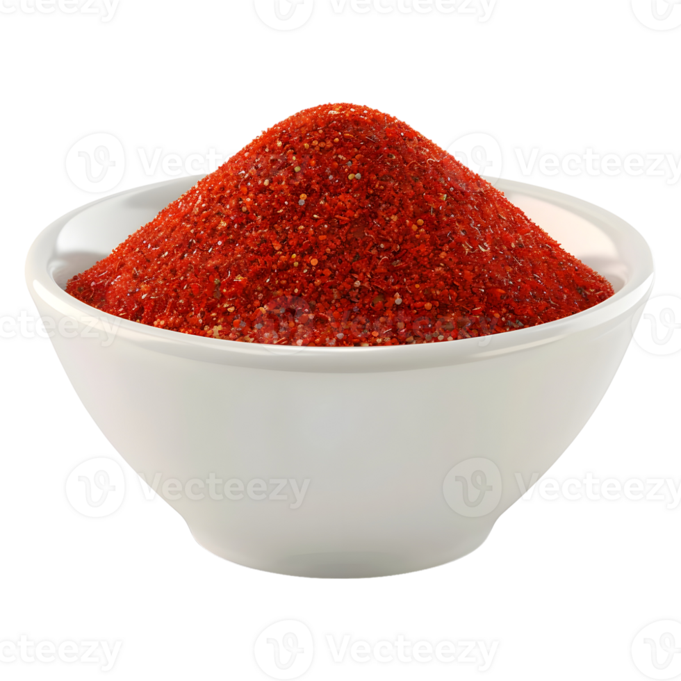3D Rendering of a Red Spice Grinded in a Bowl on Transparent Background png