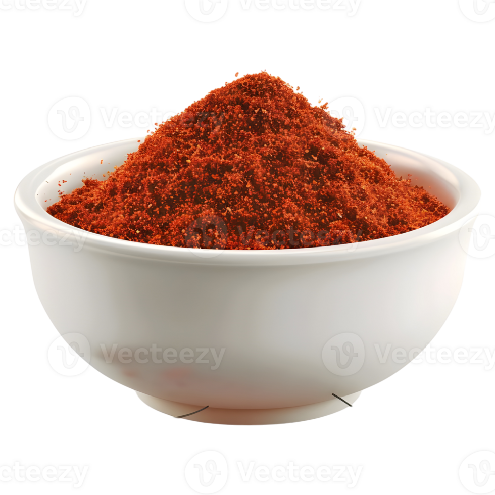 3D Rendering of a Red Spice Grinded in a Bowl on Transparent Background png