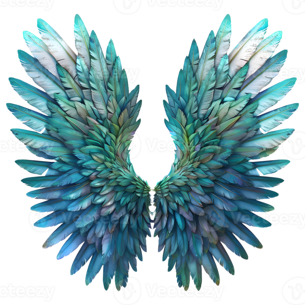 3D Rendering of a Solid Color Beautiful Wings on Transparent Background png