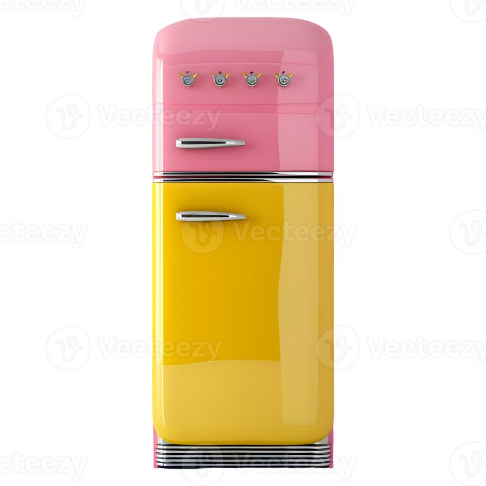3D Rendering of a Colorful Fridge on Transparent Background png