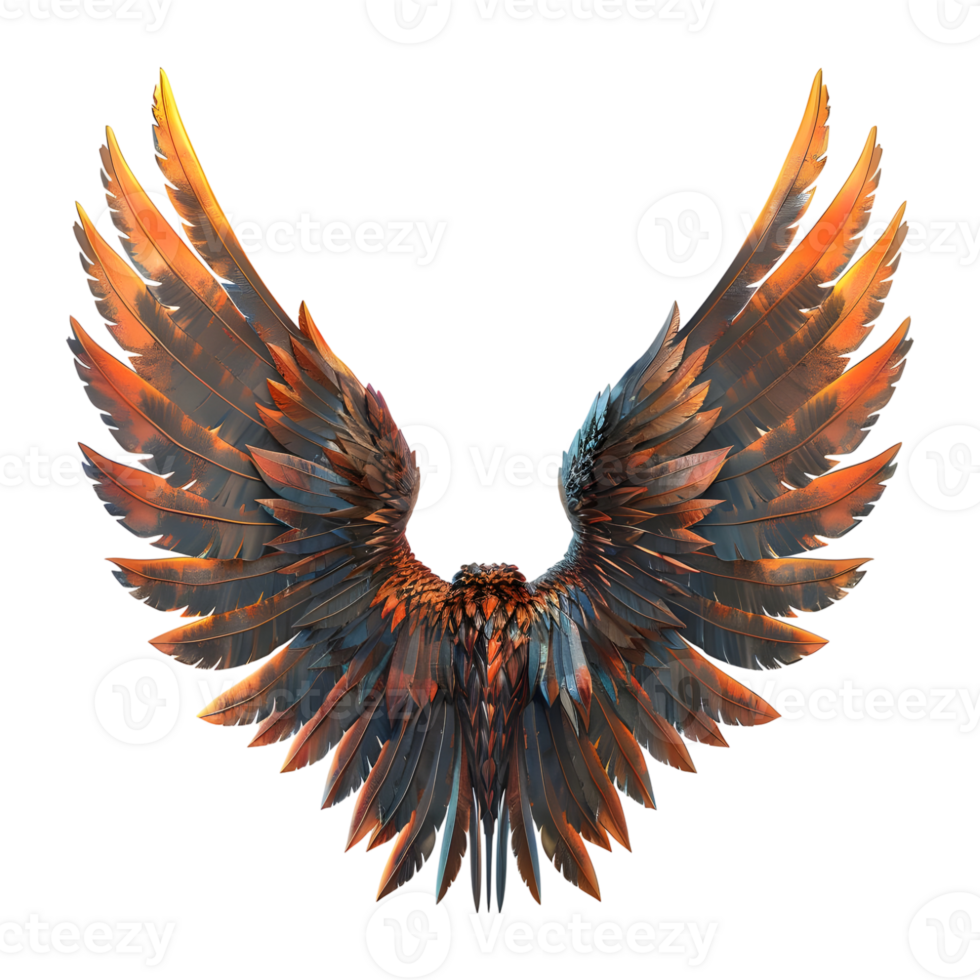 3D Rendering of a Solid Color Beautiful Wings on Transparent Background png