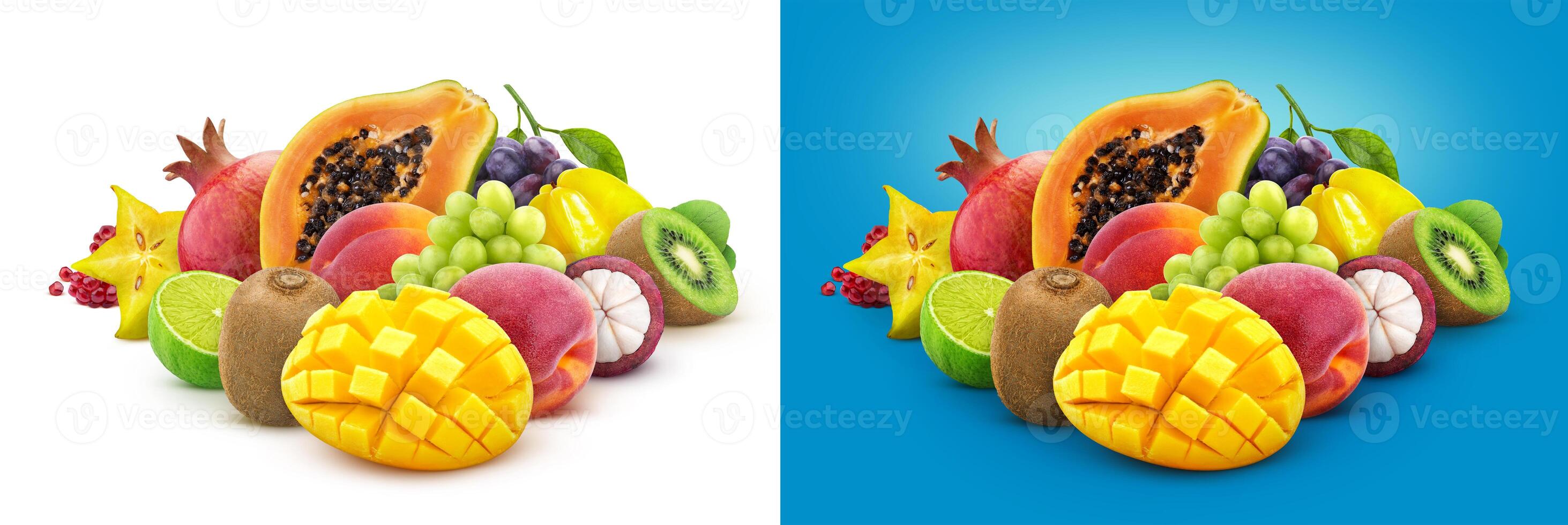 Heap of fresh exotic fruits photo