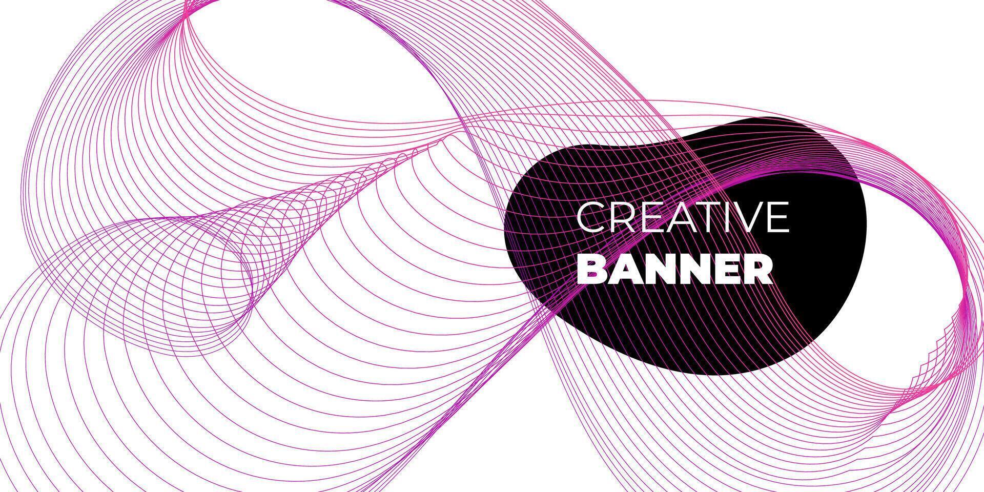 Modern abstract horizontal banner design. Colorful bright color halftone geometric linear wave pattern gradient texture for minimal dynamic sound flyer template. Flow future digital shapes. Eps vector