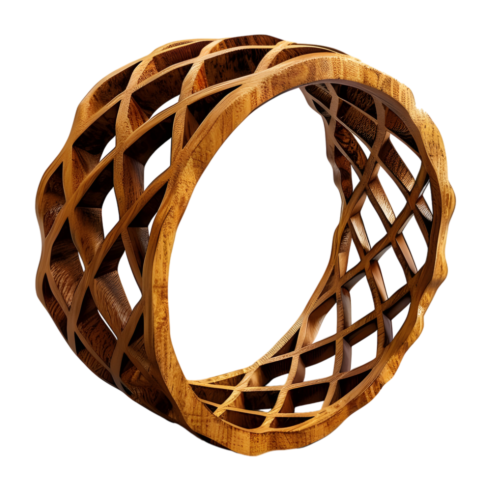 3d representación de un de madera anillo en transparente antecedentes png