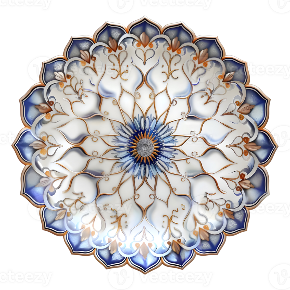 3D Rendering of a Colorful Indian Traditional Plate on Transparent Background png