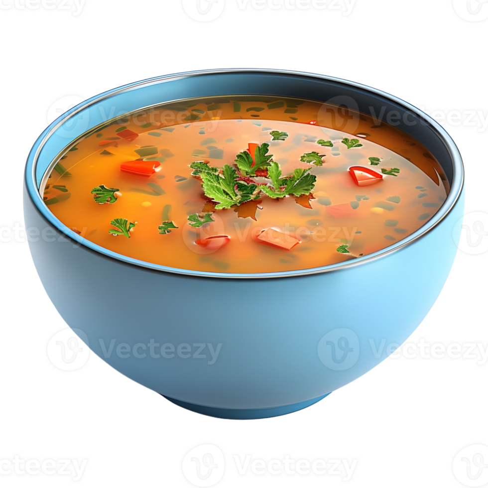 3D Rendering of a Soup in a Bowl on Transparent Background png