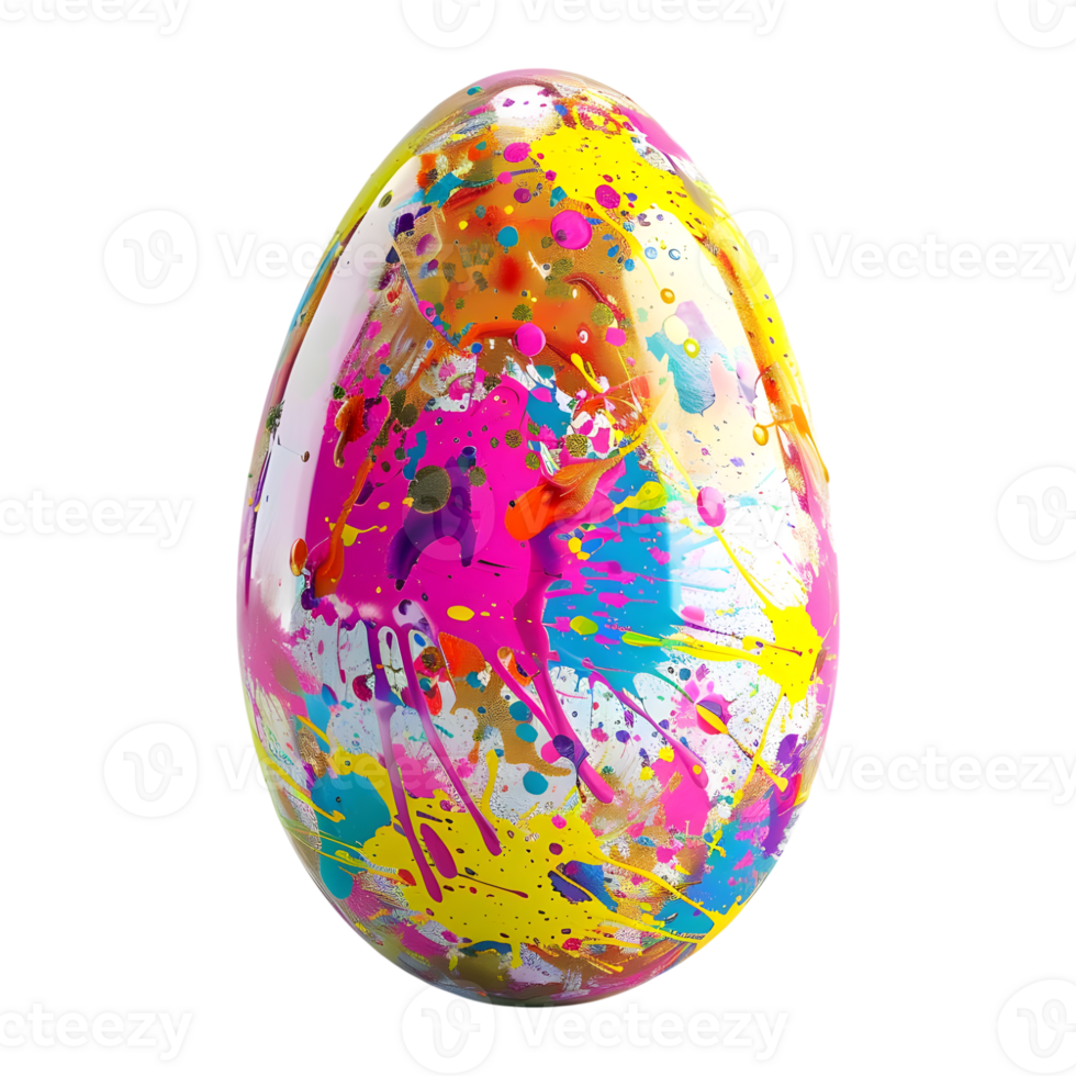 3D Rendering of a Colorful Easter Egg on Transparent Background png