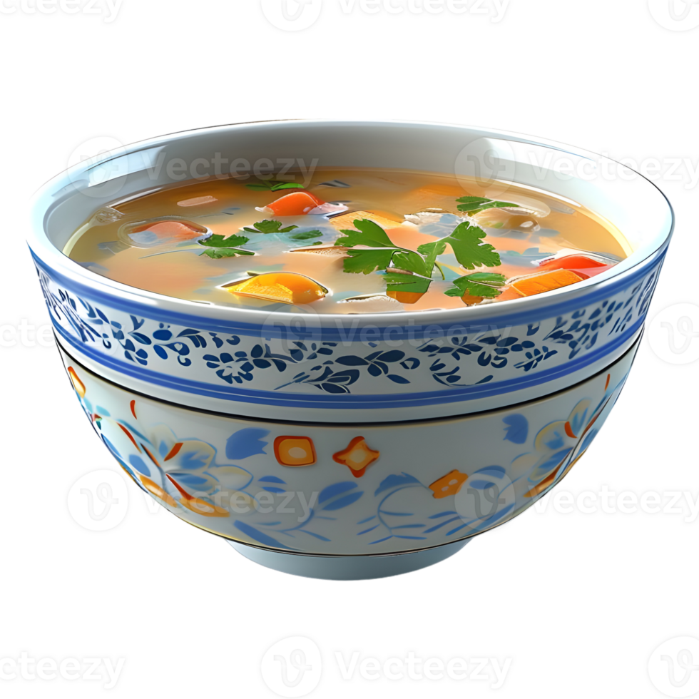 3d le rendu de une soupe dans une bol sur transparent Contexte png