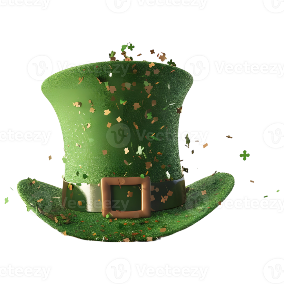 3D Rendering of a St Patrick's Hat on Transparent Background png