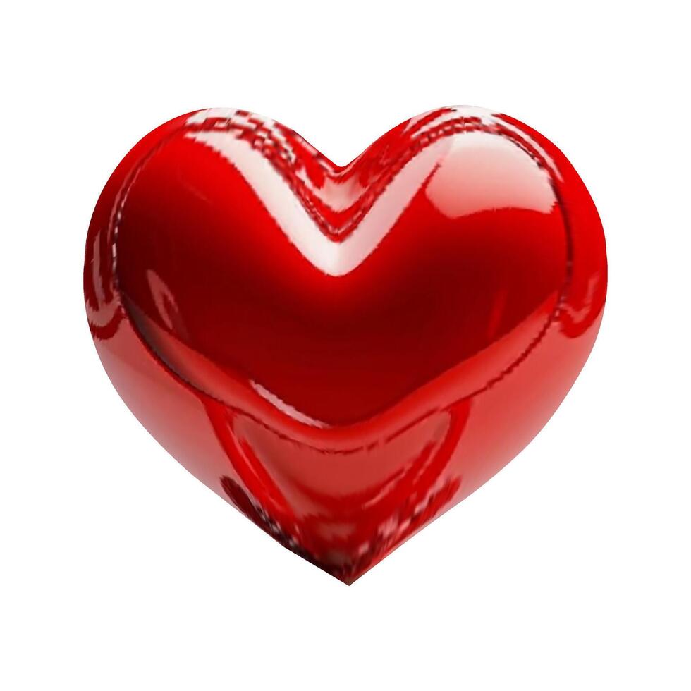 shiny glossy red heart on white background vector