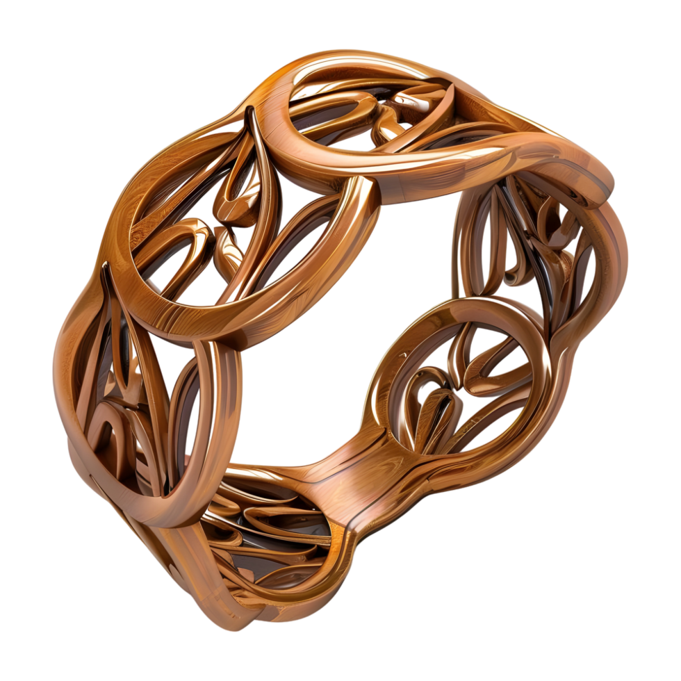 3d representación de un de madera anillo en transparente antecedentes png