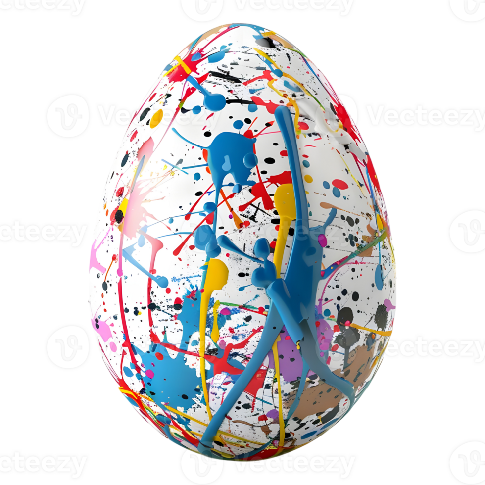 3D Rendering of a Colorful Easter Egg on Transparent Background png