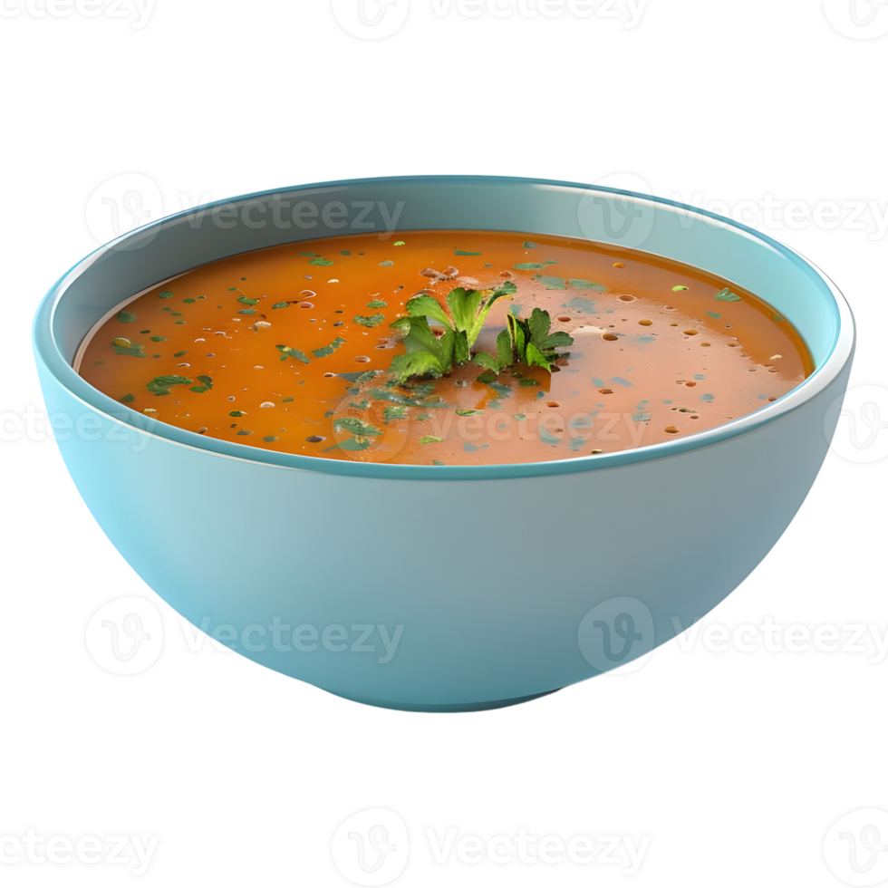 3D Rendering of a Soup in a Bowl on Transparent Background png