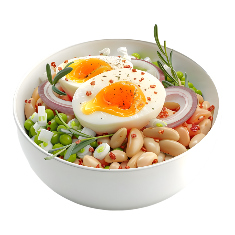 3D Rendering of a Eggs Soup in a Bowl on Transparent Background png