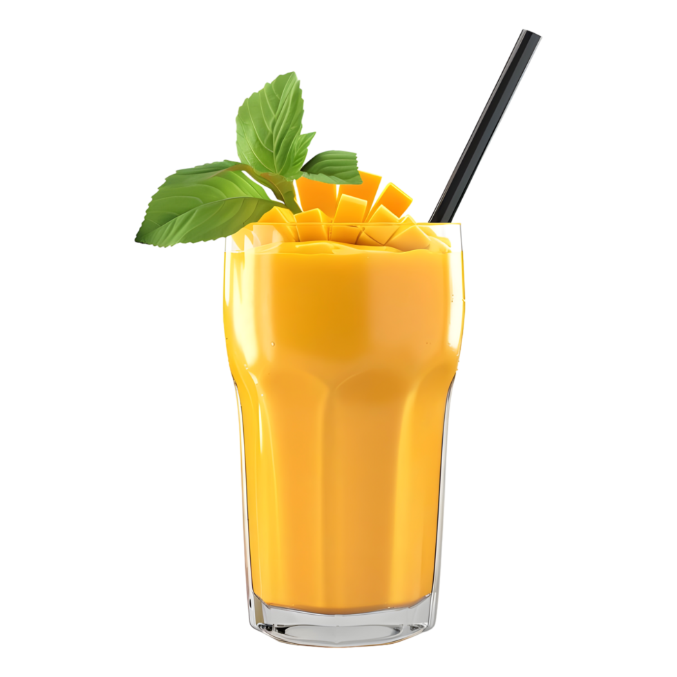 3D Rendering of a Mango Shake in a Bowl on Transparent Background png