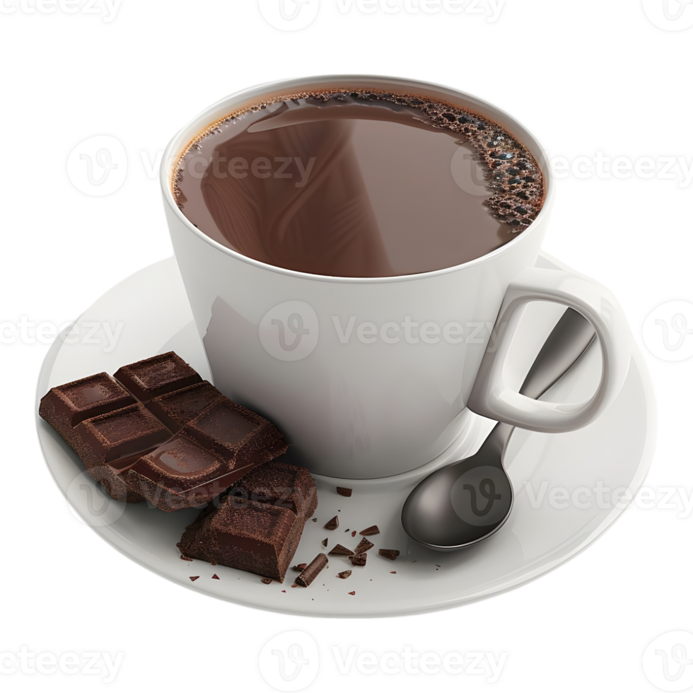 3D Rendering of a Cup of Tea with Chocolates on Plate on Transparent Background png