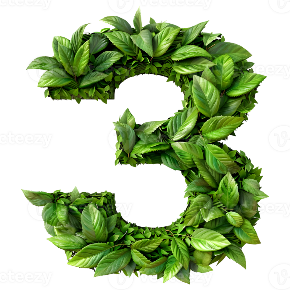 3D Rendering of a alphabet number 3 Letter on Transparent Background png