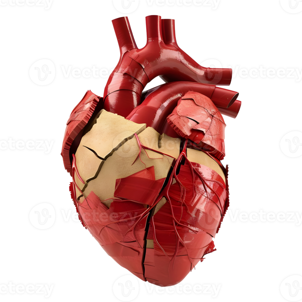 3D Rendering of a Human Heart on Transparent Background png
