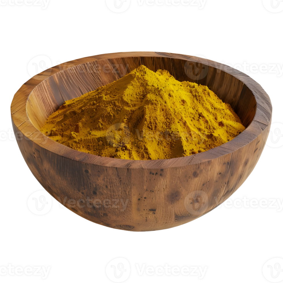 3D Rendering of a Turmeric Powder in a Bowl on Transparent Background png
