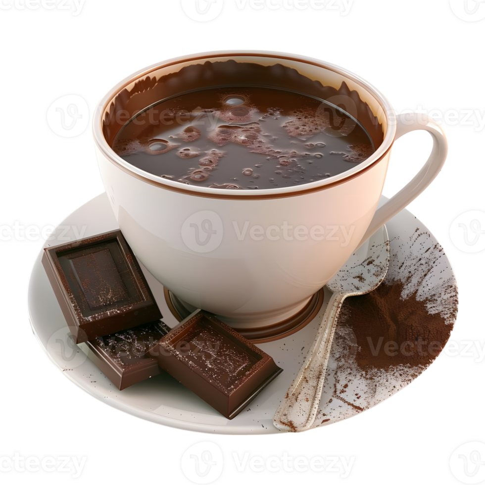 3D Rendering of a Cup of Tea with Chocolates on Plate on Transparent Background png