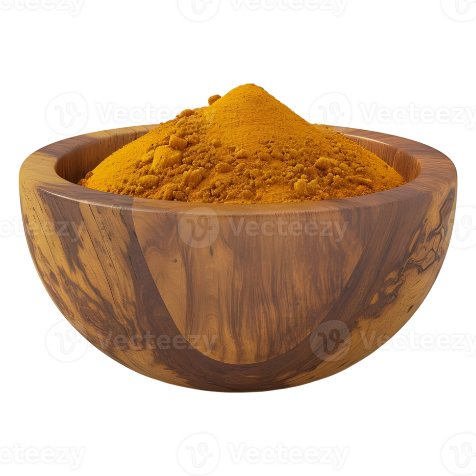 3D Rendering of a Turmeric Powder in a Bowl on Transparent Background png